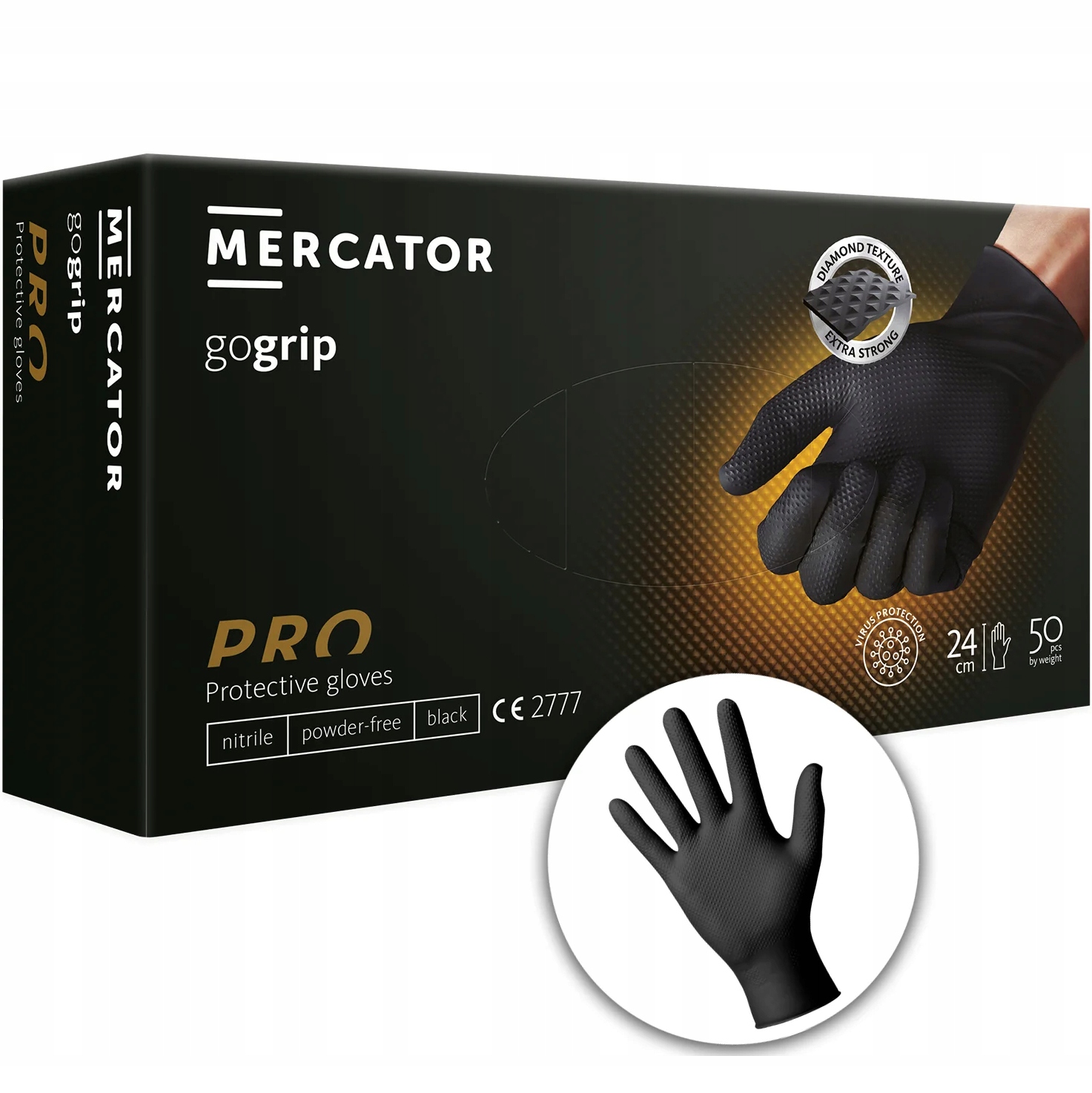 Mercator Gogrip Black Rękawiczki nitrylowe rozm. L