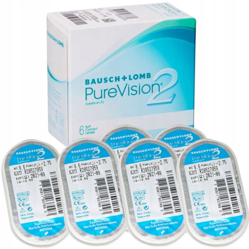 Bausch & Lomb Pure Vision 2 6 szt. Soczewki miesięczne (4.00 dpt & BC 8.6)