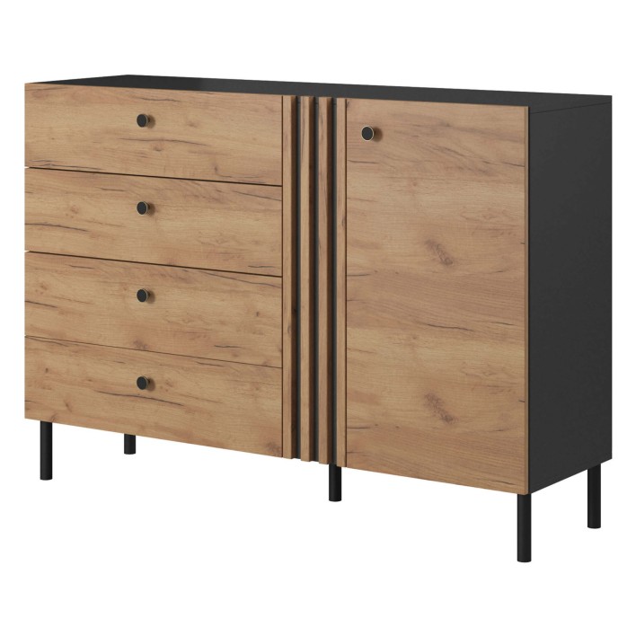 Komoda (B) DECO D4S dąb craft złoty/antracyt