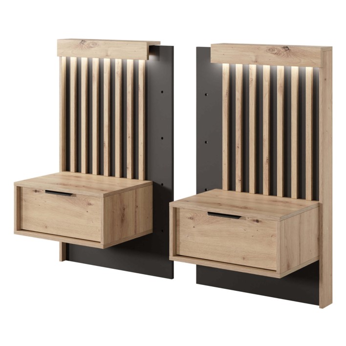 Stoliki nocne (D) TALLY dąb artisan/antracyt