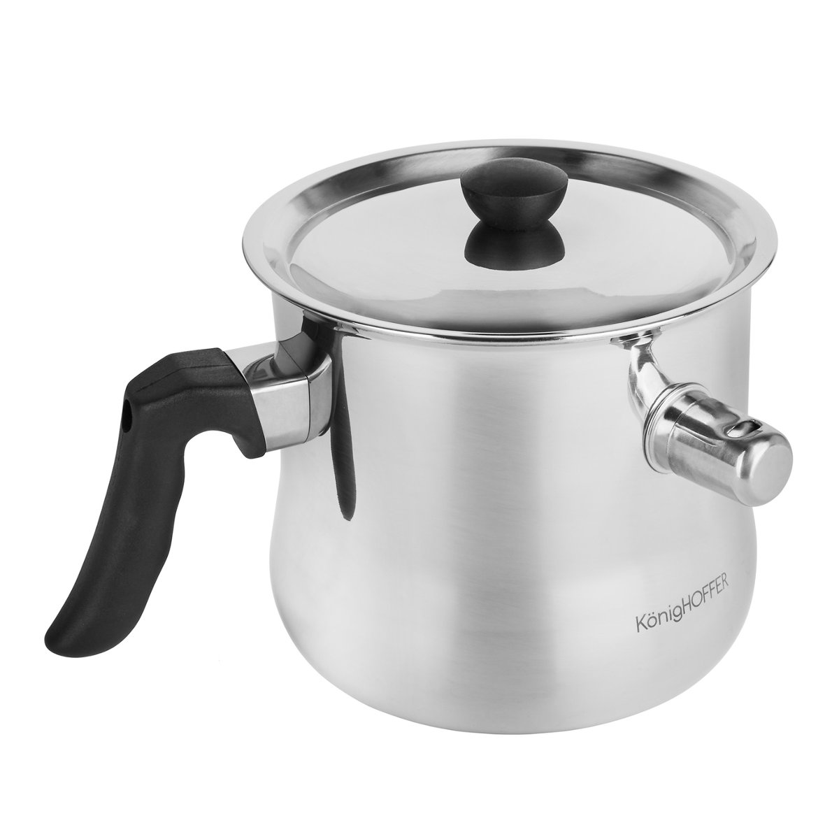 KonigHOFFER GARNEK DO GOTOWANIA MLEKA Z GWIZDKIEM I POKRYWKĄ 1,5 L STAL NIERDZEWNA INDUKCJA 5903313402231