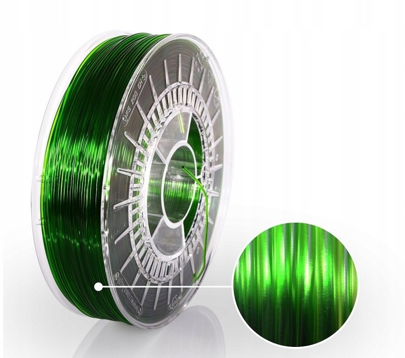 Фото - Пластик для 3D друку Rosa3D Filament  ReFill PETG Standard 1,75mm 1kg - Pure Green Transparent 