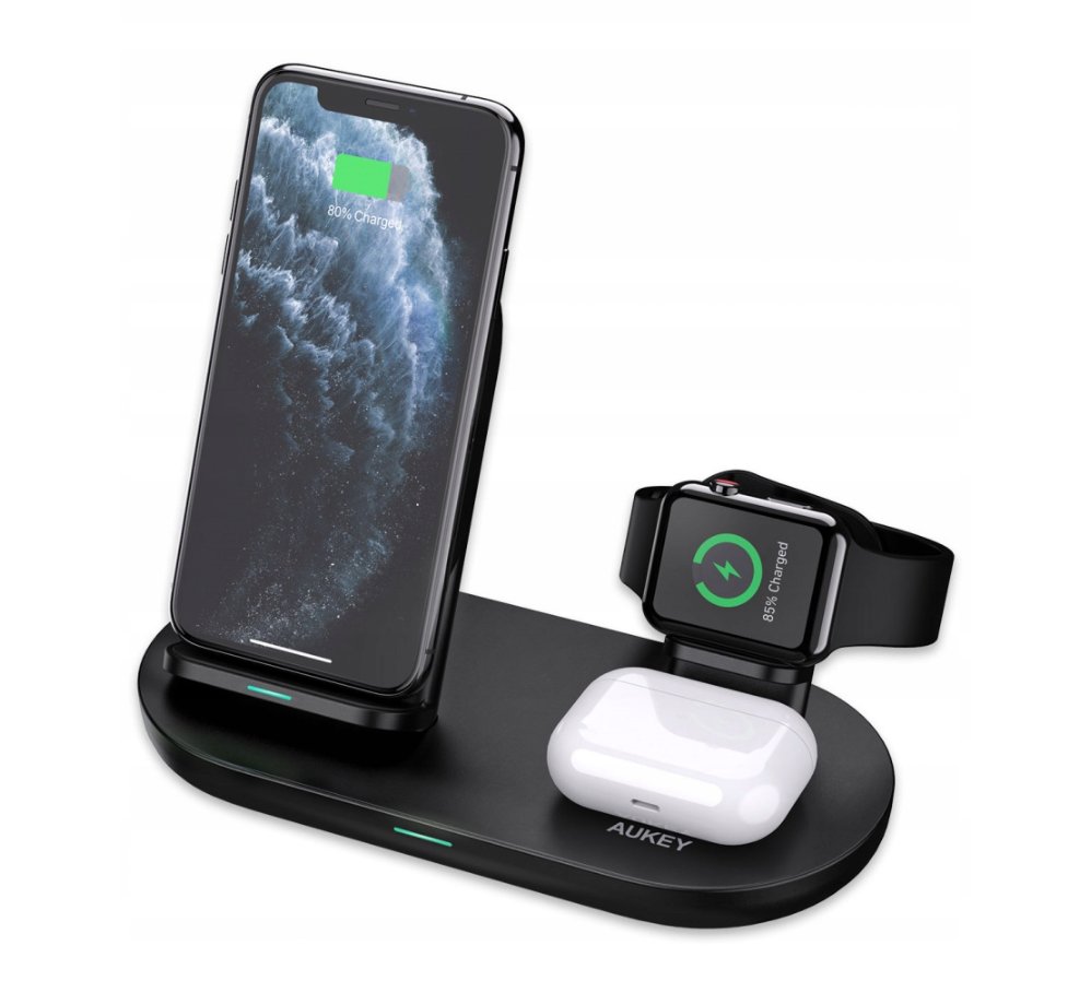 Aukey ładowarka indukcyjna 3w1 Apple 10W