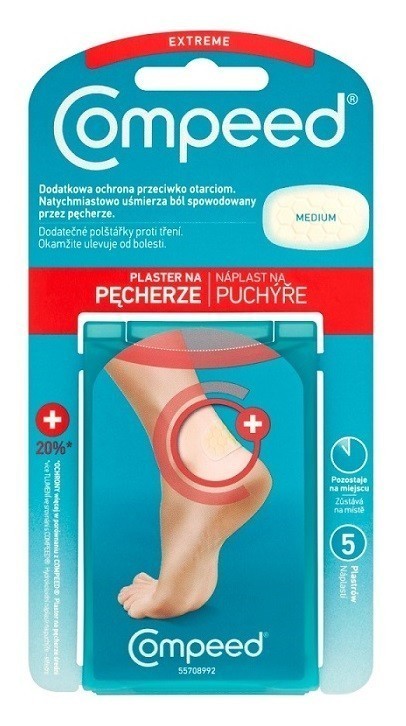 Johnson&Johnson Plastry compeed na pęcherze na piętach dla aktywnych x 5 szt