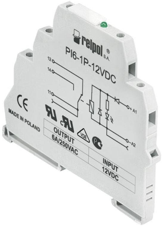 Przekaźnik interfejsowy PI6-1P-24VDC (SZARE) (CE) wyjście:1P, zasilanie: 24VDC, prąd obciążeniowy: 6A, szerokość: 6,2mm