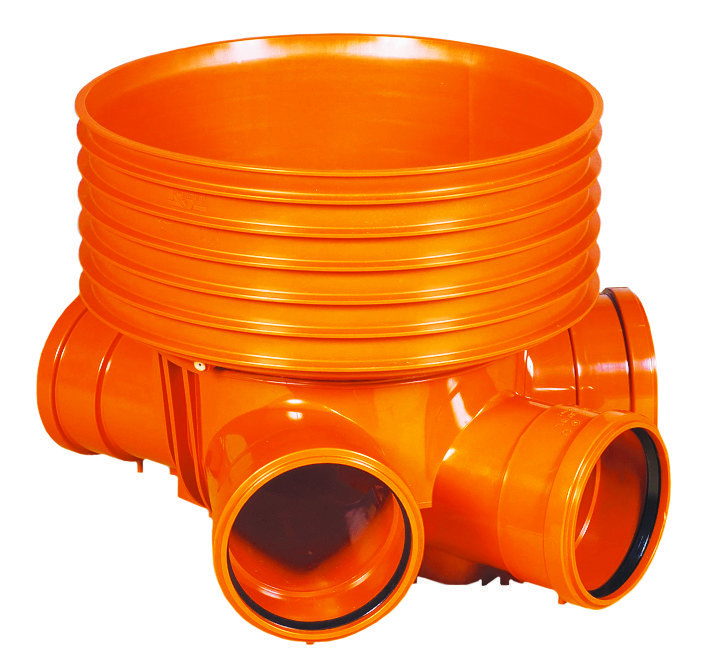 Kaczmarek Kineta PP 425x160, typ2 zbiorcza, dla rury wznoszącej korugowanej DN/ID 425mm oraz rury wlotowej gładkiej 160mm, z uszczelką, kolor pomarańczowy