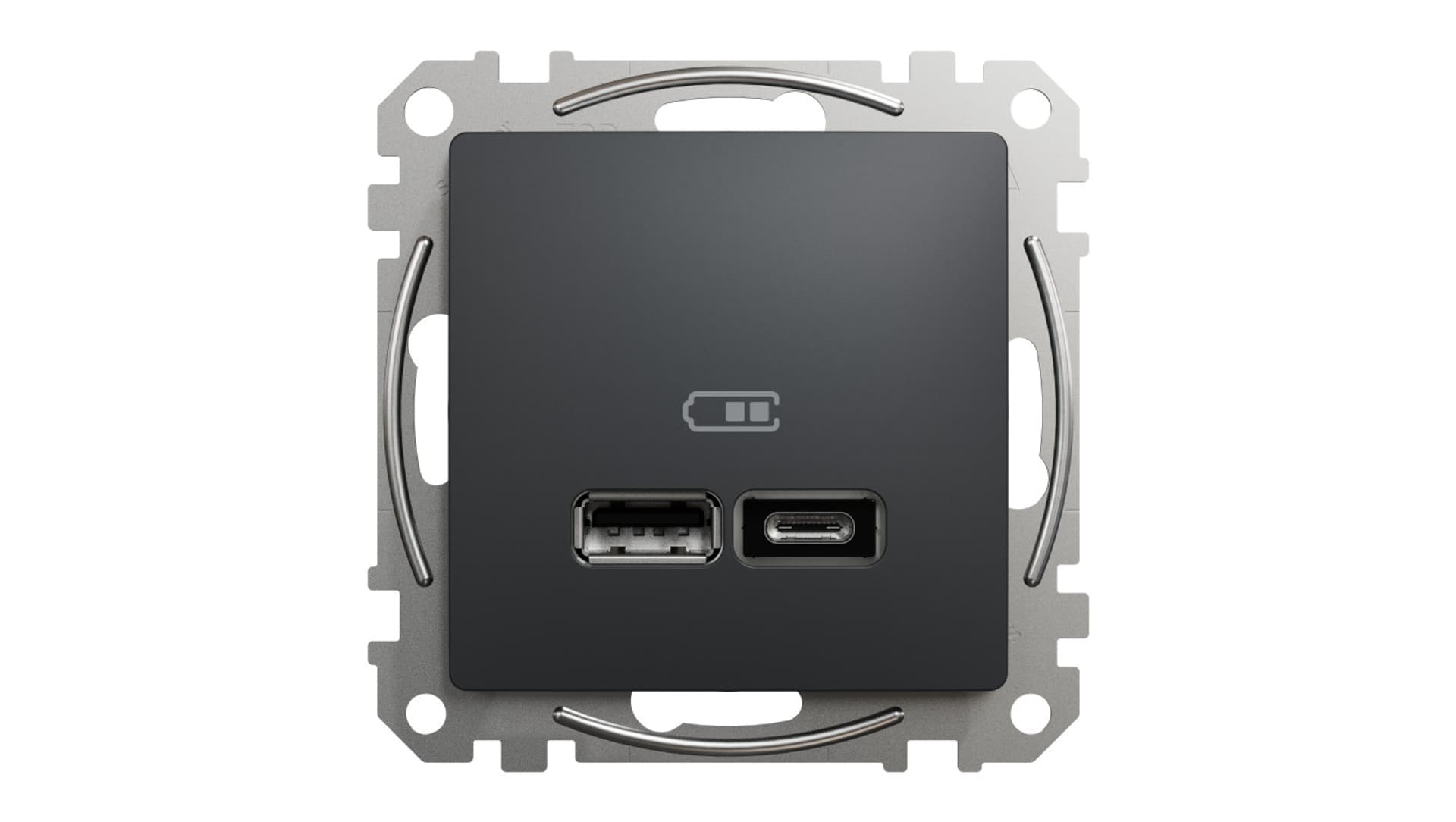 Schneider Electric Gniazdo ładowania USB A+C 2,4A, czarny antracyt SEDNA DESIGN