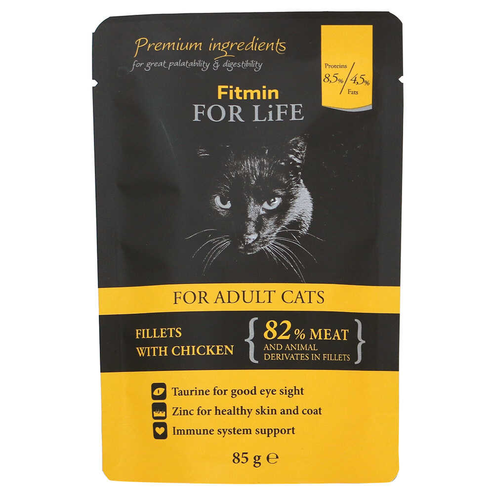 Korzystny pakiet mieszany Fitmin Cat For Life Adult, 56 x 85 g - Kurczak Dostawa GRATIS!