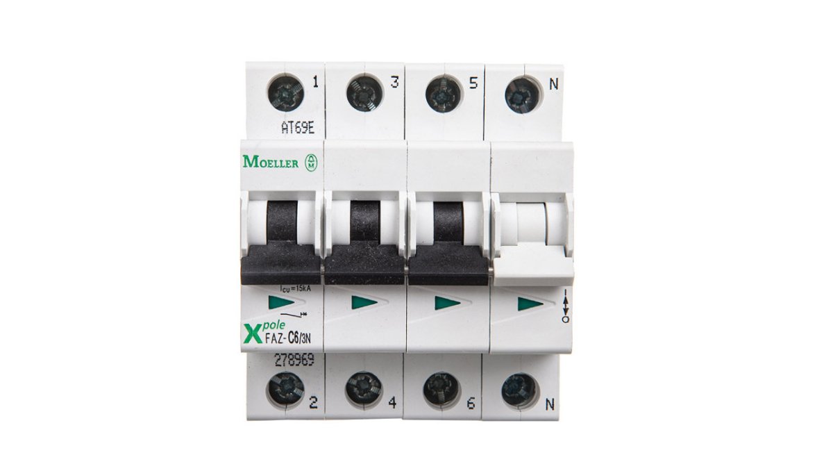 Eaton Wyłącznik nadprądowy 3+N C 6A 15kA AC FAZ C6/3N 278969