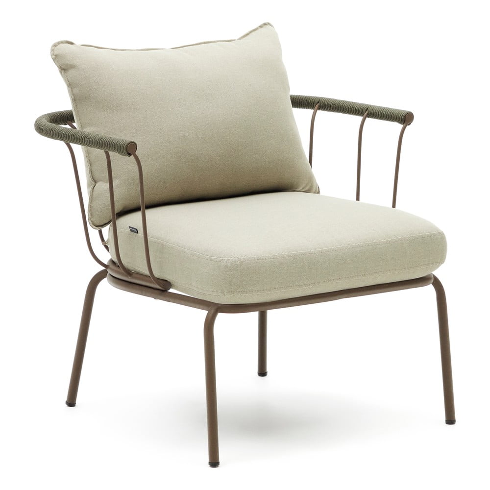 Jasnozielony metalowy fotel ogrodowy Salguer – Kave Home