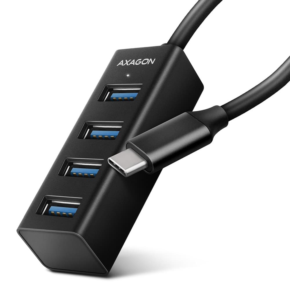 Hub 4-portowy Mini metalowy USB 3.2 Gen 1, HUE-M1C, 20cm USB-C kabel