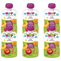 Hipp Mus owocowy po 6. miesiącu jabłka-mirabelki-brzoskwinie zestaw 6 x 100 g Bio