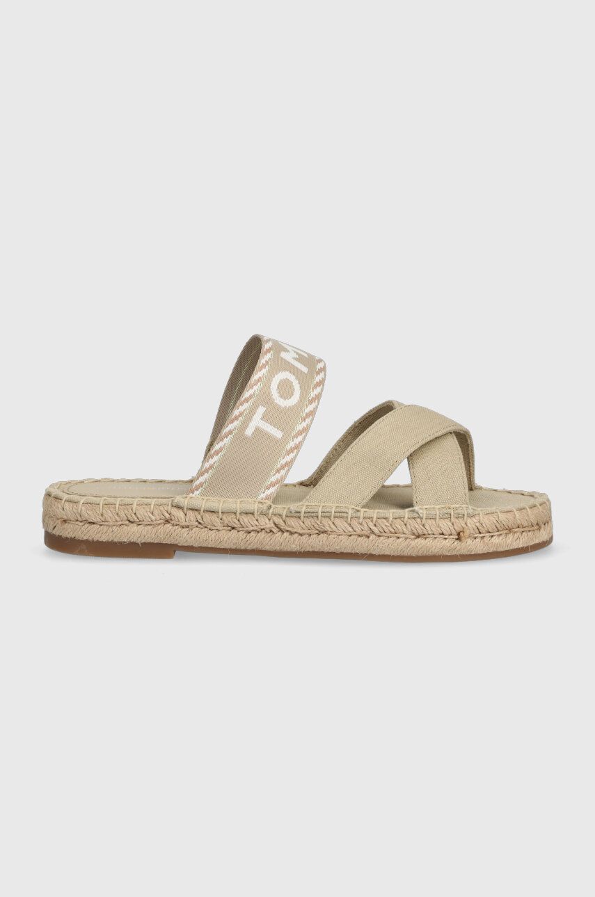 Tommy Hilfiger klapki SEASONAL WEBBING SANDAL damskie kolor beżowy FW0FW07181