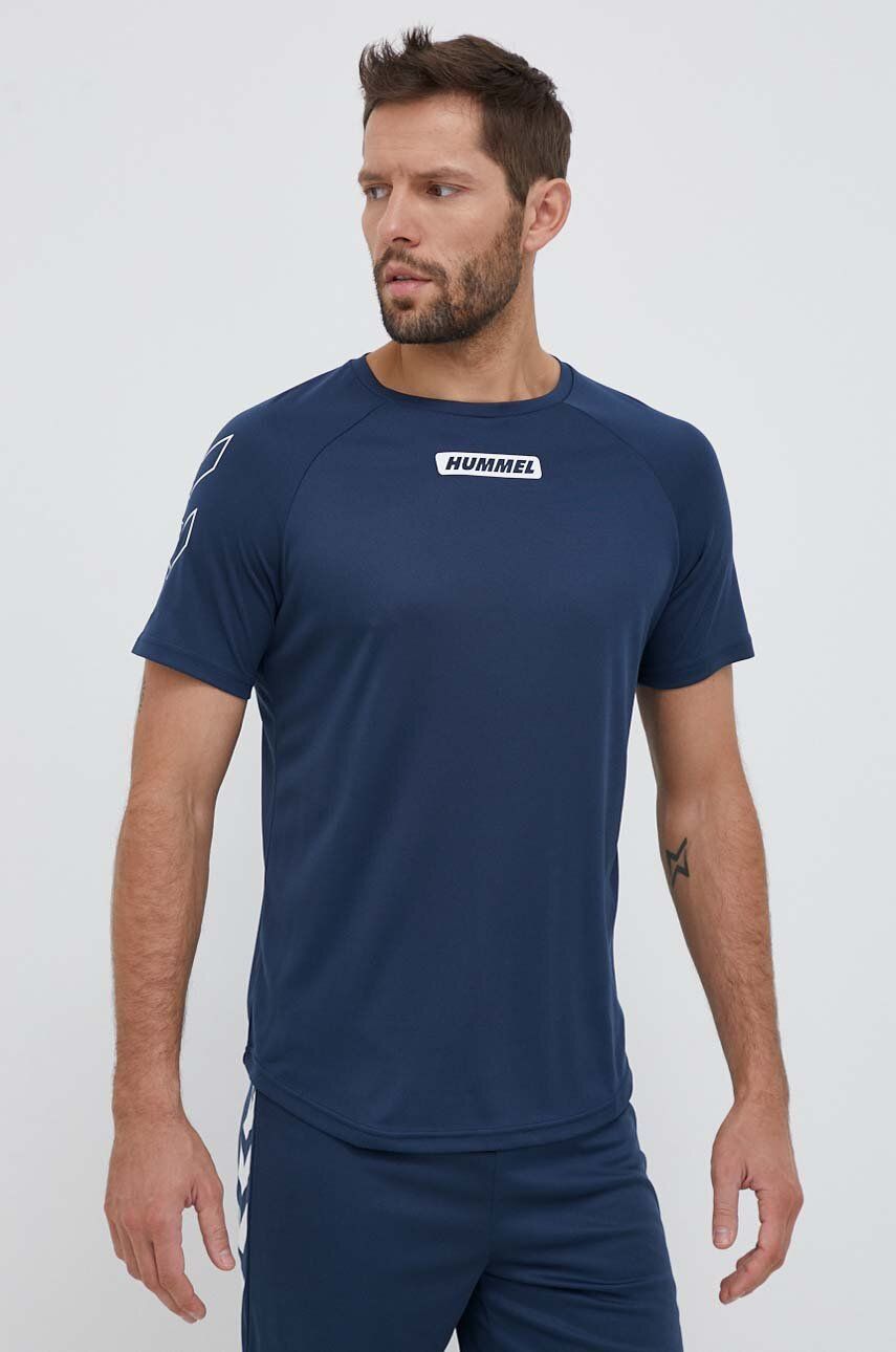 Hummel t-shirt treningowy Topaz kolor granatowy z nadrukiem