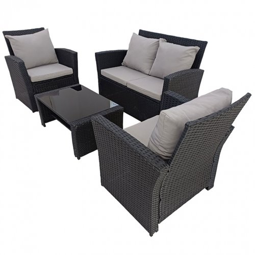 Meble ogrodowe z technorattanu sofa, stół, fotele zestaw Lagos