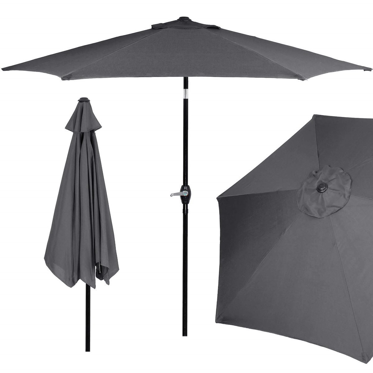 Parasol ogrodowy 260 cm składany na balkon duży grafitowy GU0021