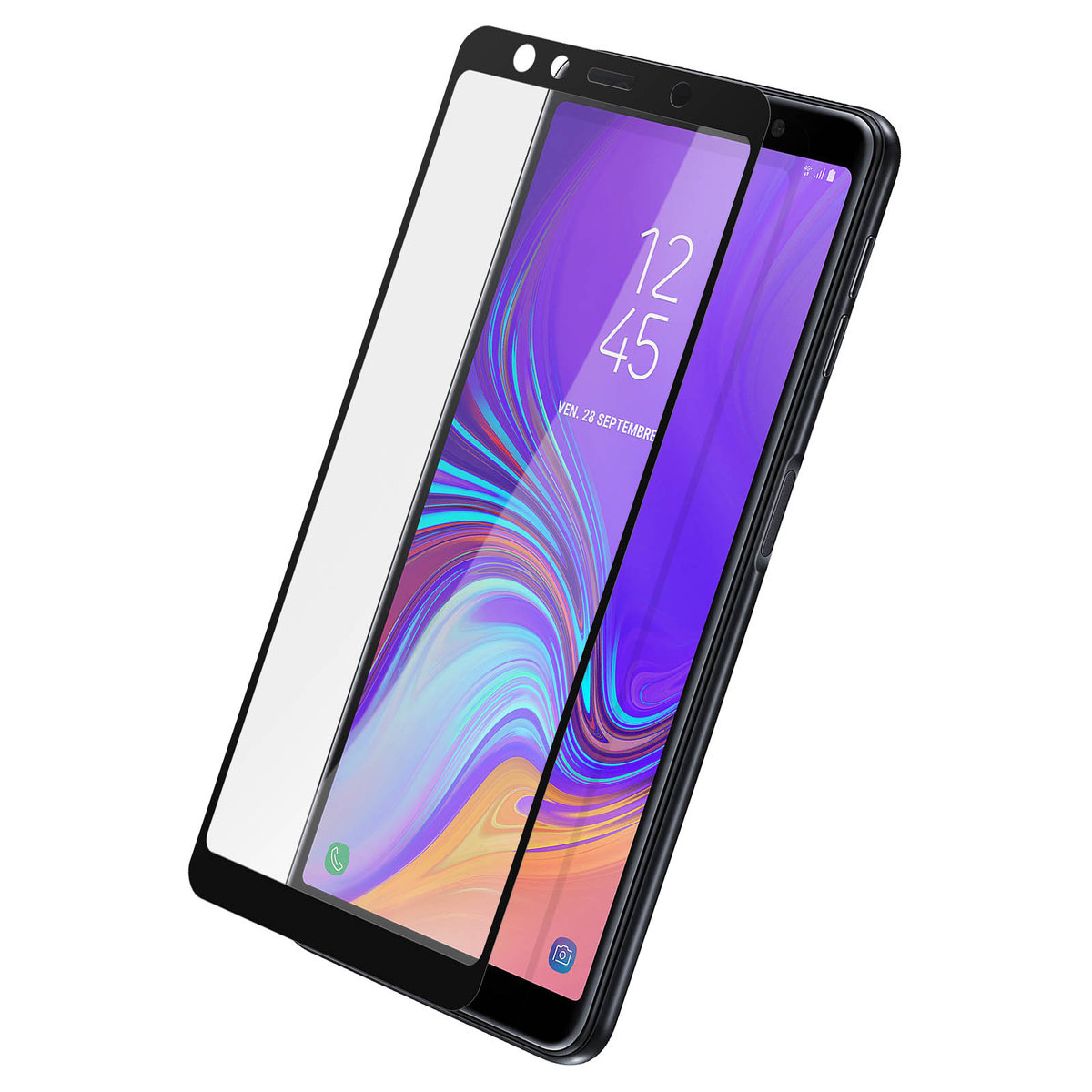 Zabezpieczenie ekranu do Samsunga Galaxy A7 2018, szkło hartowane z czarnymi krawędziami