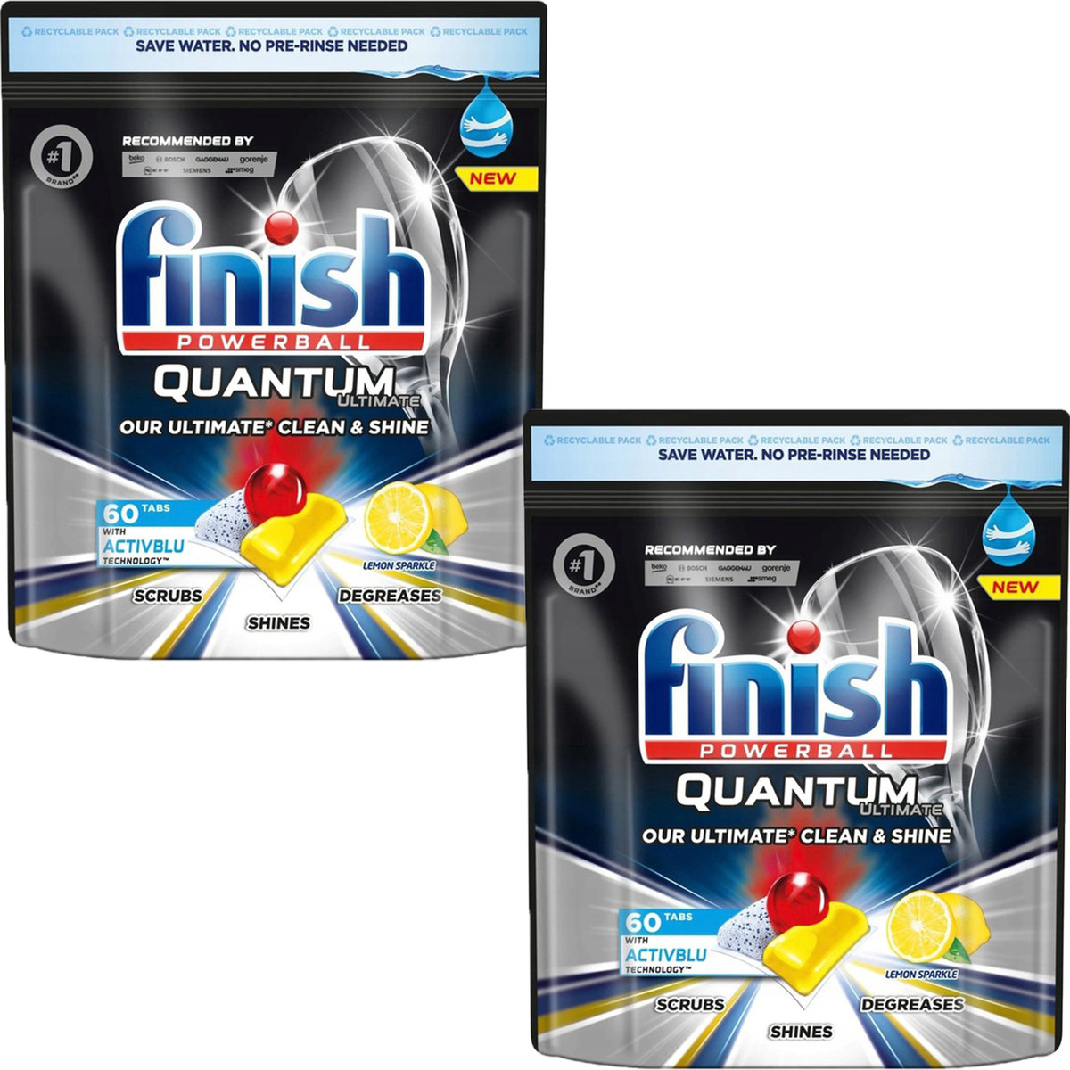 Kapsułki do zmywarki Finish Quantum Ultimate ActivBlu 60 sztuk Lemon x2