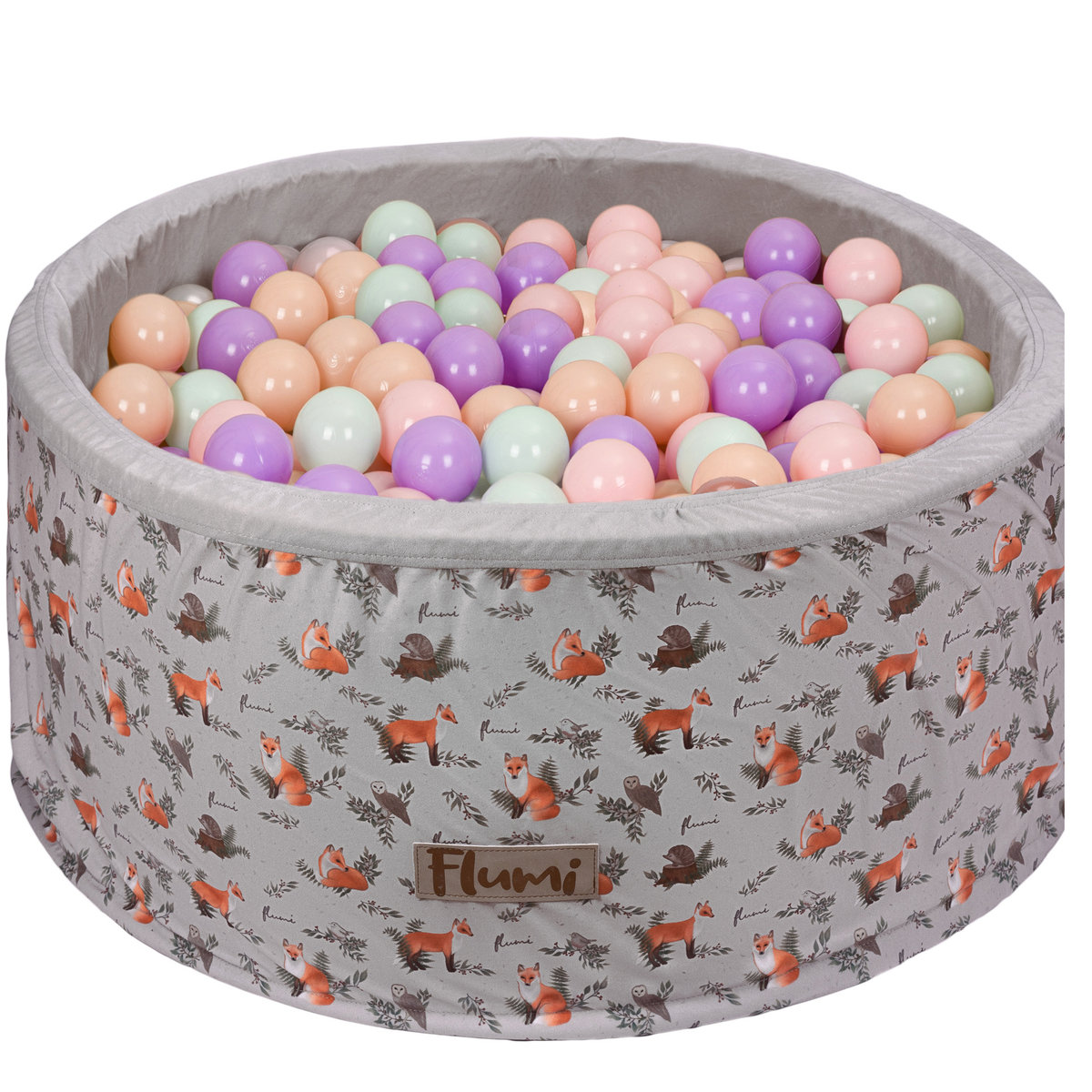 Suchy basen 90x40 cm liski+ 200 piłek fiolet - mięta - brzoskwinia
