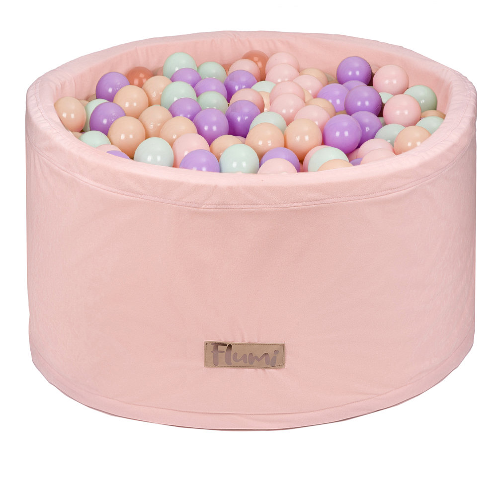 Suchy basen 90x40 cm różowy + 200 piłek fiolet - mięta - brzoskwinia