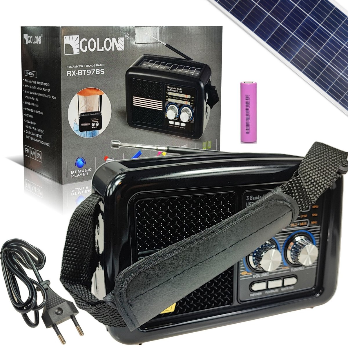 Radio Turystyczne Retro Z Panelem Solarnym Latarką 230V Usb