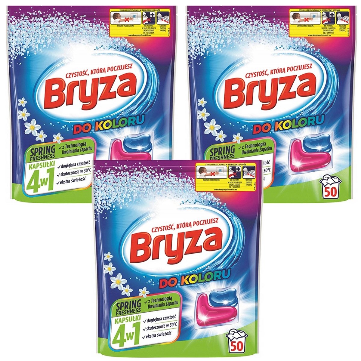 Zestaw Bryza 4w1 Kapsułki do Prania Koloru Spring Freshness 150 szt