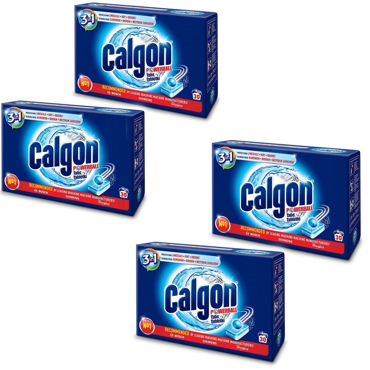 Zestaw Calgon 3w1 Powerball Tabletki zmiększaczjące wodę 30szt. x4