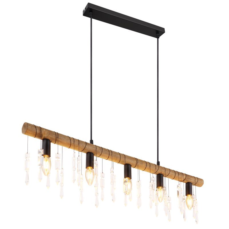 Globo Kira 15532-5H lampa wisząca zwis 5x40W E14 drewniana/czarna
