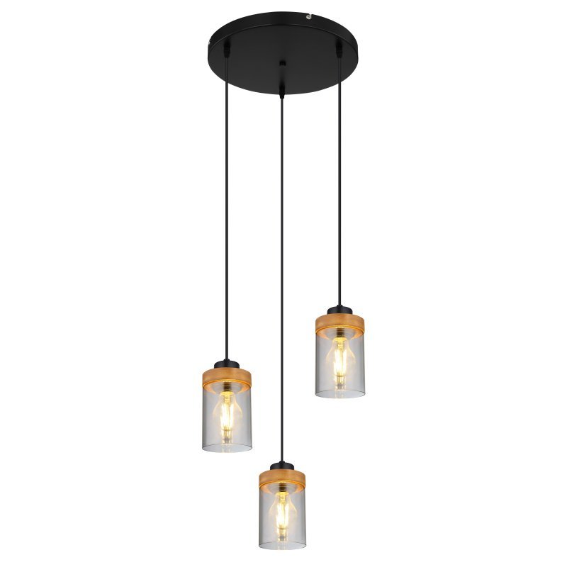 Globo Finca 15557-3H lampa wisząca zwis 3x40W E27 dymiona/drewniana