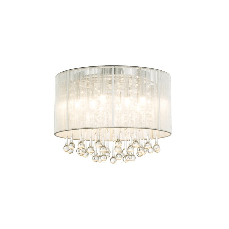 Globo Lighting Plafon LAMPA sufitowa SIERRA 15094D abażurowa OPRAWA okrągła LED 24W łezki krople glamour bagana srebrna 15094D