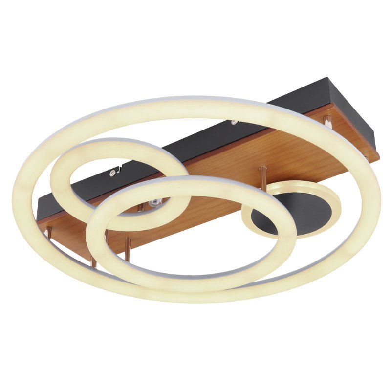 Globo Darryl 67265-55 plafon lampa sufitowa 1x55W LED 2700-6500K czarny/drewniany