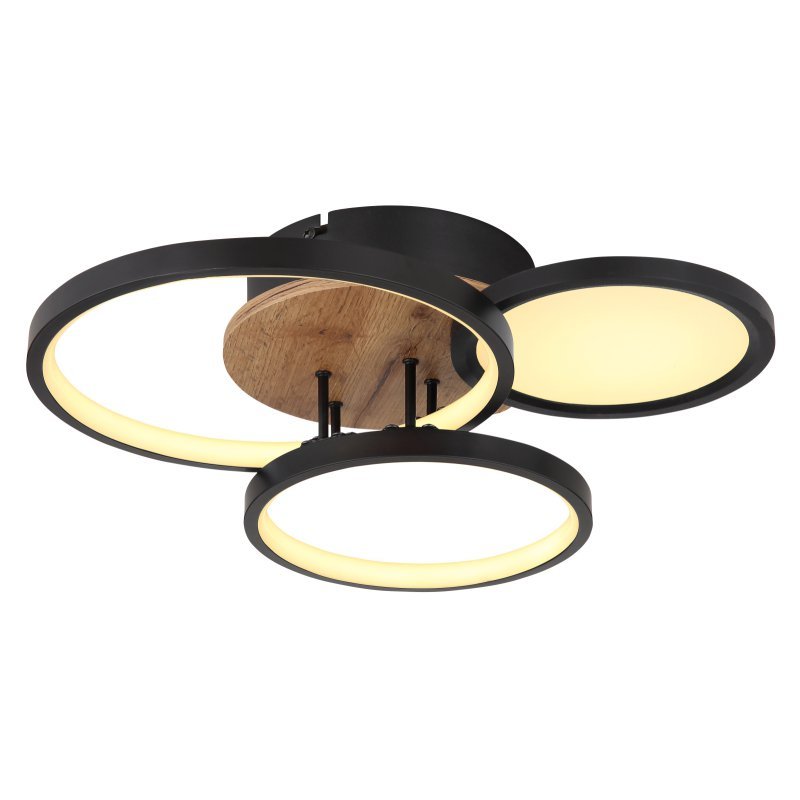 Globo Sid 67273-30 plafon lampa sufitowa 1x30W LED 3000K czarny/drewniany