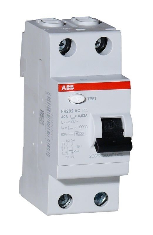 ABB Wyłącznik różnicowo-prądowy serii HOME FH202-AC-40/0,03; 2-polowy; typ AC; I=40A; In= 30mA 2CSF202002R1400 FH202/40/30