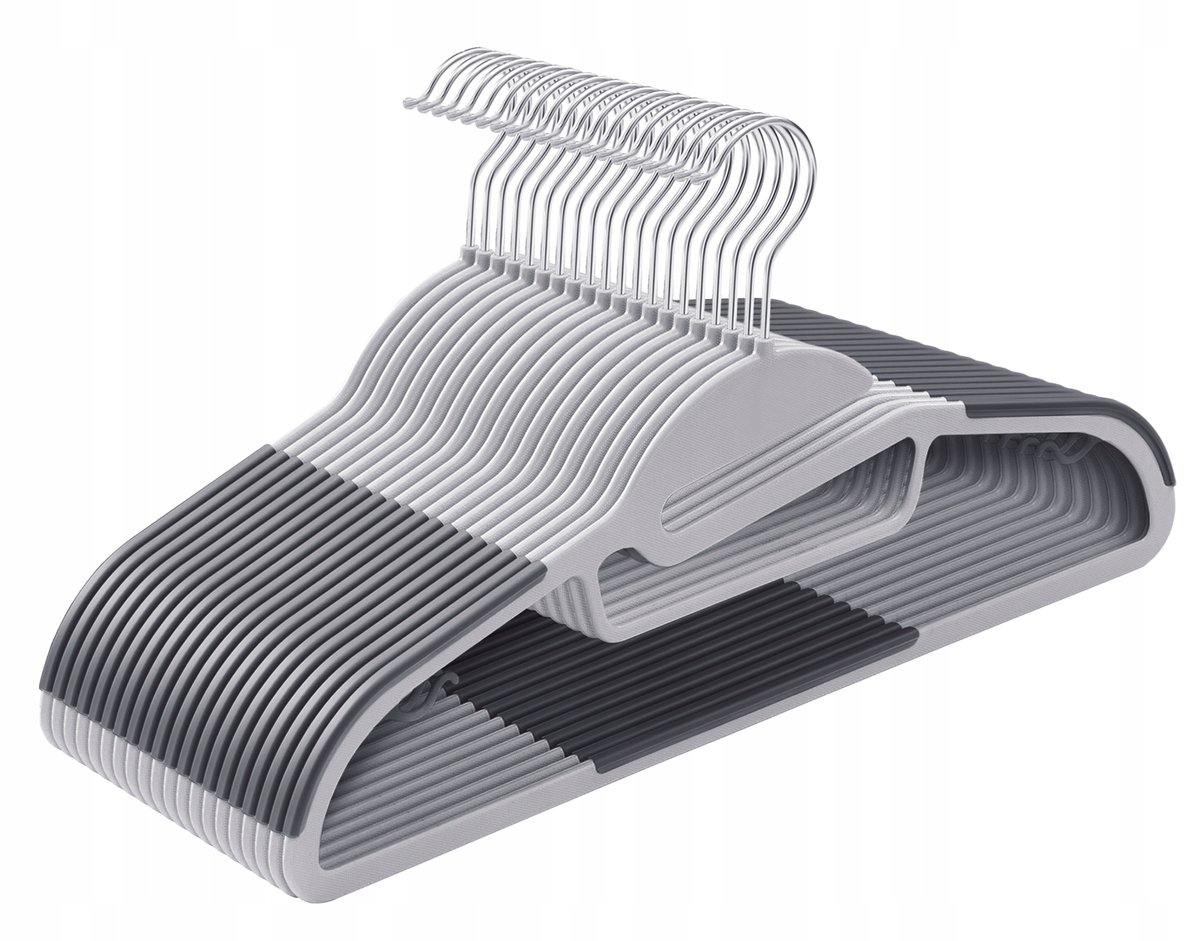 PREMIUM Wieszak wieszaki na ubrania szary 20szt SN