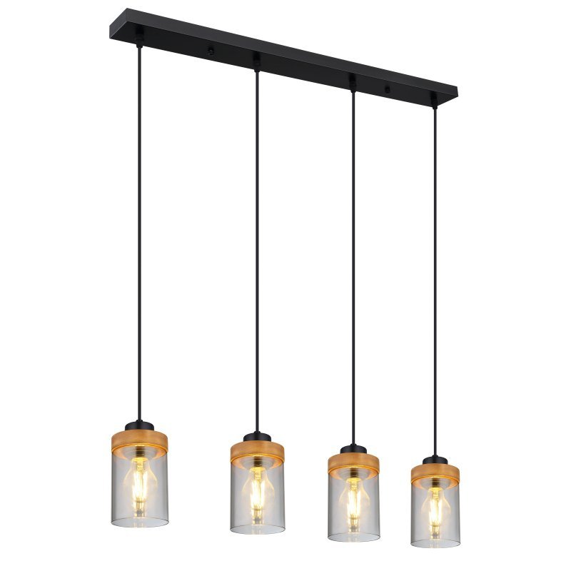 Globo Finca 15557-4H lampa wisząca zwis 4x40W E27 dymiona/drewniana