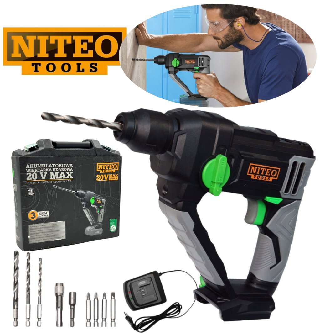 WIERTARKA UDAROWA NITEO TOOLS AKUMULATOROWA 20V MAX