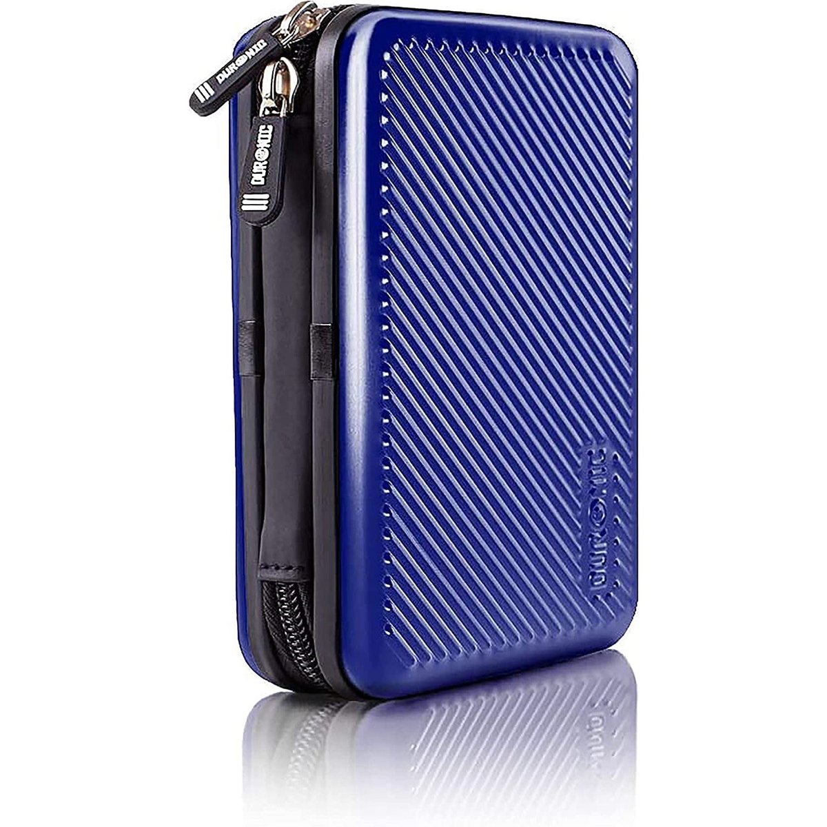 Duronic HDC3 BE Torba na dysk twardy niebieska wykonana z aluminium z kieszonką na kabel USB czy słuchawki | Lekkie etui na dysk zewnętrzny lub GPS ..