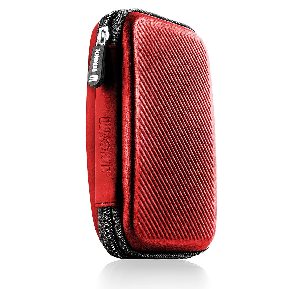 Duronic HDC2 RD Torba na dysk twardy czerwona z kieszonką na kabel USB czy słuchawki | Lekkie etui EVA na dysk zewnętrzny lub GPS o wymiarach 13 x 9..