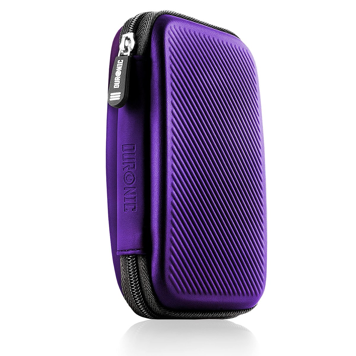 Duronic HDC2 VT Torba na dysk twardy fioletowa z kieszonką na kabel USB czy słuchawki | Lekkie etui EVA na dysk zewnętrzny lub GPS o wymiarach 13 x ..