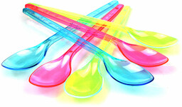 Łyżeczka Plastikowa do Lodów Neon - Zestaw 180 sztuk (Biodegradowalne) - Kolorowe i Trwałe Łyżeczki dla Letnich Lodów!