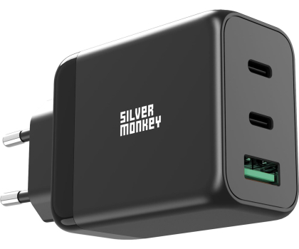 Silver Monkey Ładowarka sieciowa GaN 65W USB-C PD + USB 3.0 QC B