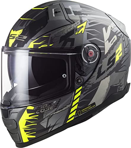 LS2, kask motocyklowy Vector II Techbot, tytanowy żółty XS