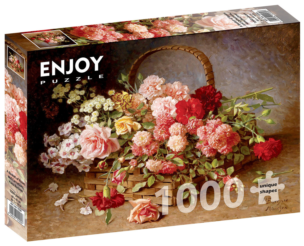 Puzzle, Kosz pełen róż i goździków, Hans Buchner, 1000 el.