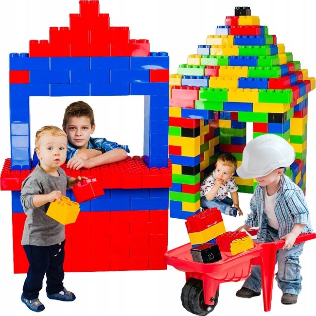 KLOCKI CEGŁY BUDOWLANE Kolorowe dla DZIECI DUŻE GIGANT, 141 el