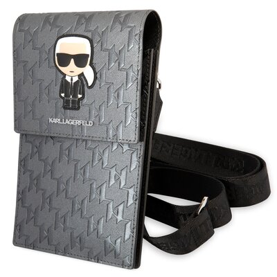 Karl Lagerfeld Etui uniwersalne / wsuwka 170 x 90 mm silver Ikonik Karl Monogram Patch