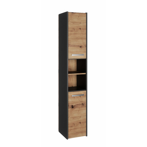 Słupek łazienkowy z półkami - antracyt + dąb artisan P4-G58