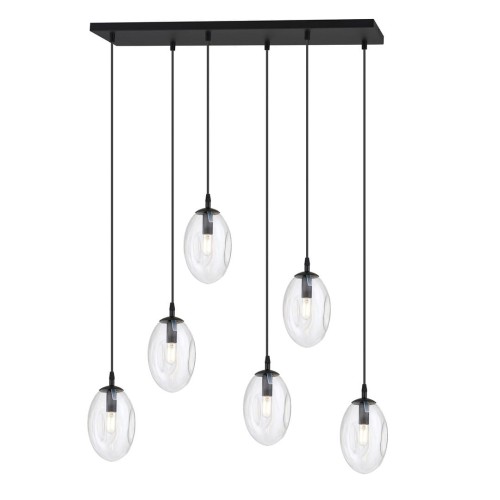 Astral lampa wisząca 6-punktowa czarna/transparentna 1265/6
