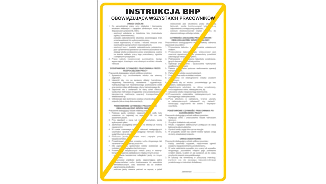 anro Tabliczka ostrzegawcza PCV /Instrukcja obowiązujaca wszystkich pracowników/ IB01/P IB01P