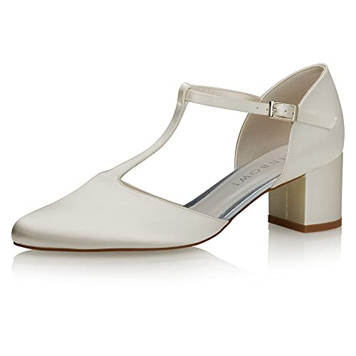 Rainbow Club Buty ślubne Rosita - damskie, czółenka, satyna w kolorze kości słoniowej - rozmiar 37 (4 UK)