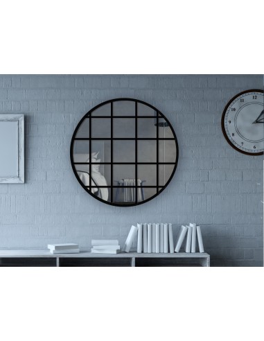 Lustro dekoracyjne okrągłe ze szprosami w stylu loft - ERYK, Dostępne wymiary: Średnica 90cm
